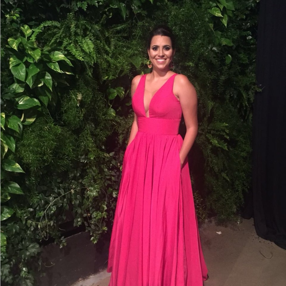 Custom made Pink Pleated Gown perfect for Wedding, Cocktail or Prom